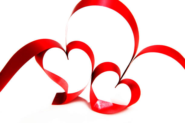 Red heart ribbon bow isolated on white background