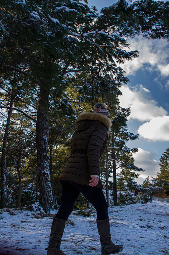 Woman In Snowy Forest