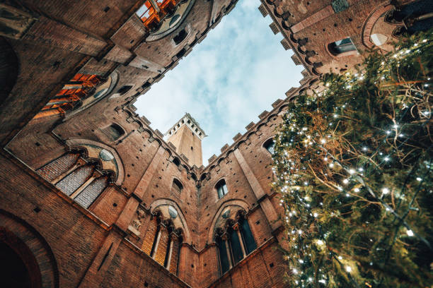 istock low angle view of torre del mangia in Siena 1446674990