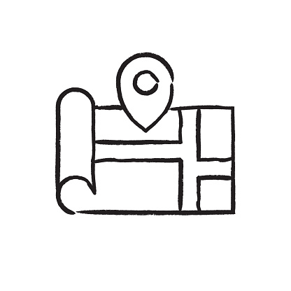 Map pin chalk drawing sketch design icon vector