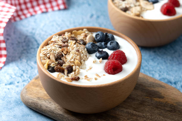 istock Yogurt with fruit and muesli for breakfast 1446679013