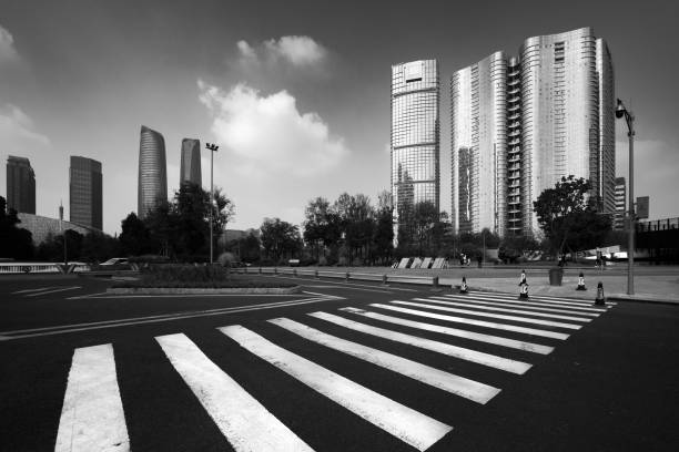 Black and white modern urban architecture