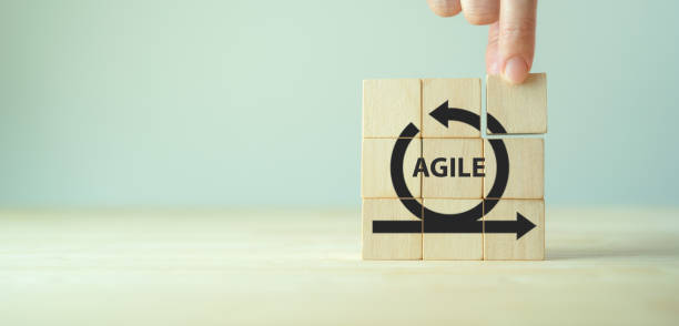 istock Agile management, the principles of agile software development and lean management to various management processes, product development lifecycle  and project management. Change driven concept. 1446691046