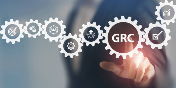 GRC Governance Risk and Compliance concept. Structuring way to align IT with business goals. Reduce wastage, increase efficiency, reduce noncompliance risk, and share information more effectively. concepto de riesgo y cumplimiento de gobierno de grc. estructuración de la forma de alinear la ti con los objetivos del negocio. reduzca el desperdicio, aumente la eficiencia, reduzca el riesgo de incumplimiento y comparta información de manera más efec