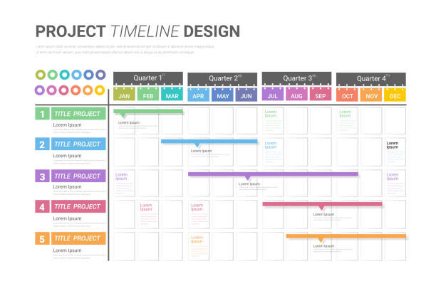 calendar planner for 12 months or timeline chart. concept of schedule or timetable  year. flat vector illustration for business appointment, event or task planning, scheduling - timeline stock illustrations