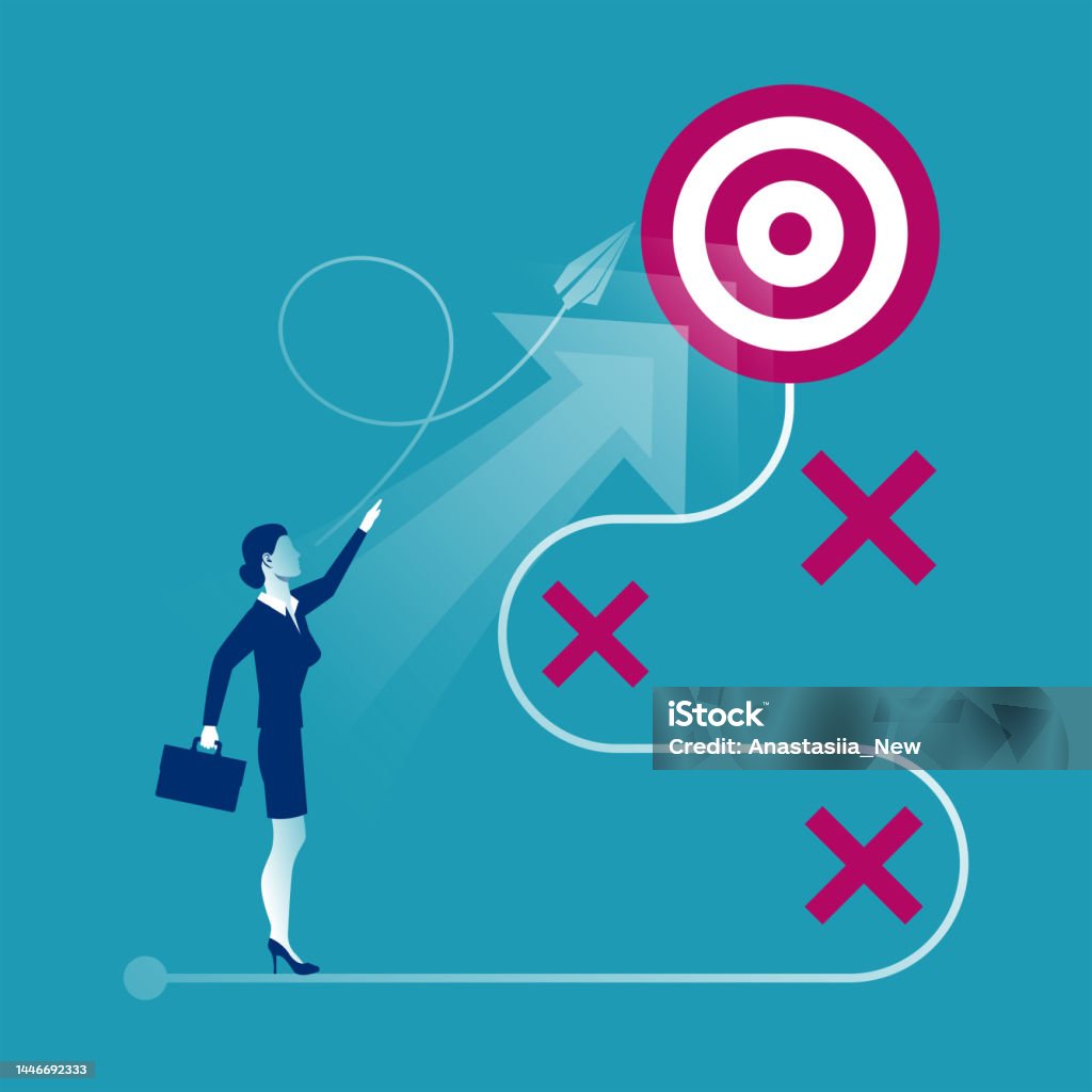 Goal Path Driver Path To Goal Business People Vector Illustration Flat Design Stock ...