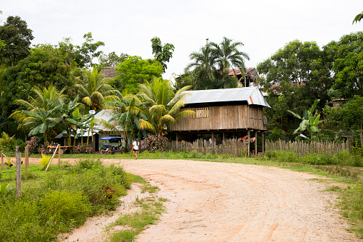 Views from the streets and houses in a town in the Amazonian region in Peru close to Yurimaguas City.