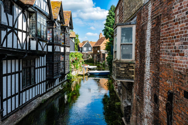 River Stour in Westgate Gardens, Canterbury, Kent, England, UK stock photo