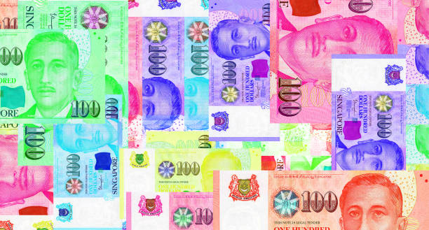 istock Singapore Dollar 100 SGD banknotes abstract color mosaic pattern 1446700912
