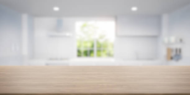 istock 3d rendering of wood counter for product display background. 1446701467
