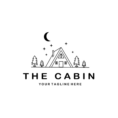 cabin logo minimalist vector line art design illustration