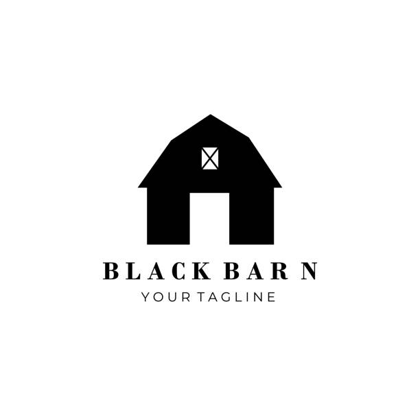 黒い納屋のロゴベクタービンテージシンボルイラストデザイン - hut点のイラスト素材／クリップアート素材／マンガ素材／アイコン素材