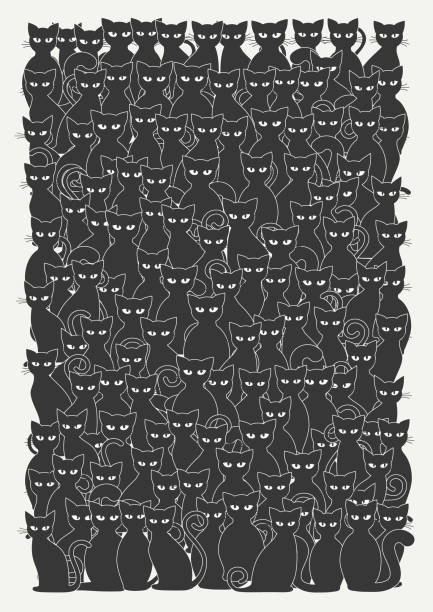 Gatos pretos - ilustração de arte em vetor