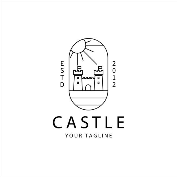 ilustraciones, imágenes clip art, dibujos animados e iconos de stock de castillo icono línea arte vintage plantilla ilustración diseño - castle fairy tale palace forest