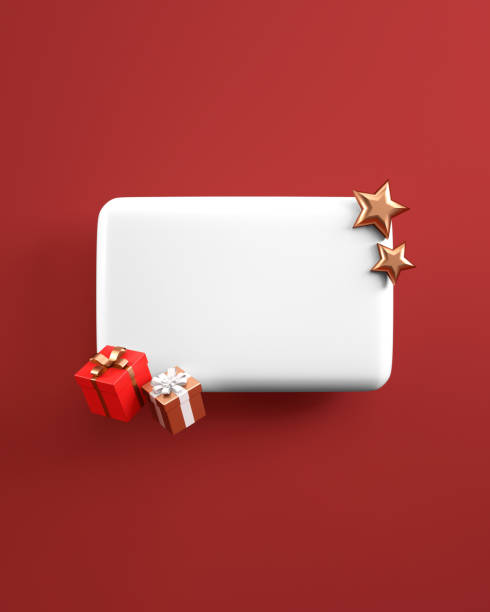istock Christmas message text box template with festive ornaments on a red background for social media feed post in 3D illustration 1446710158
