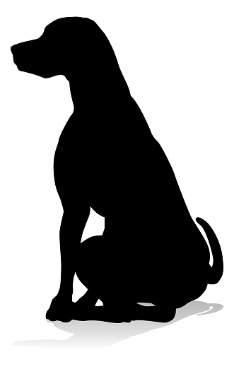 A detailed animal silhouette of a pet dog