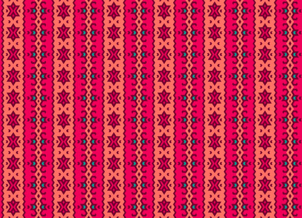 Seamless geometric fabric pattern Seamless geometric pattern vector design. Ethnic textile fabric print. nepalese culture stock illustrations