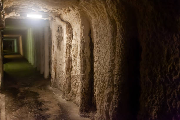 istock Illuminated tunnels in old mines 1446716343