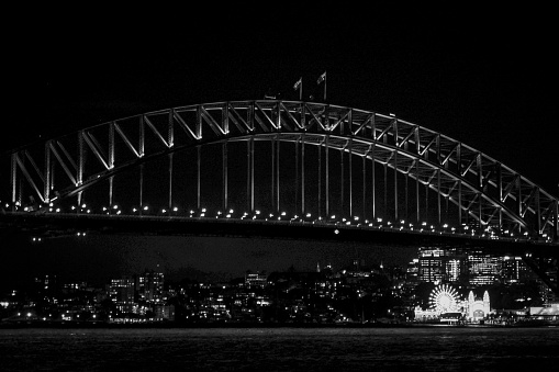 The Sydney Harbour Bridge, NSW, Australia, by night