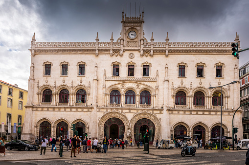 Lisbon, Portugal - October 31, 2022: Rossio station in Lisbon. Lisbon is the capital of Portugal.
