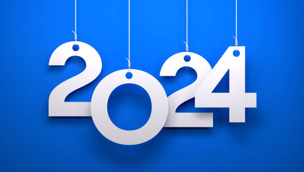 Hanging Happy New Year 2023 Numbers stock photo