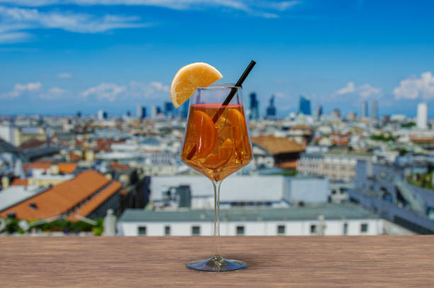 istock Spritz cocktail on a table with view of Milan, Italy 1446720180