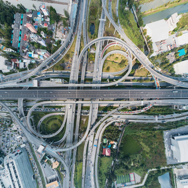 istock Expressway top view, Road traffic is an important infrastructure in Thailand. 1446720694