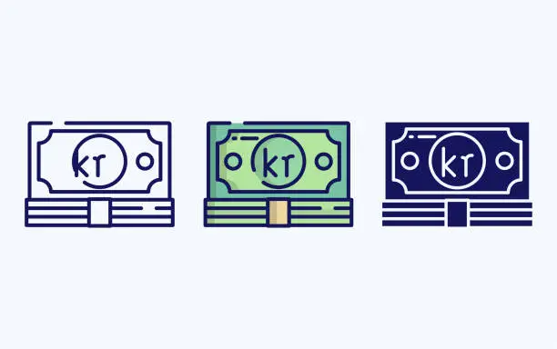 Vector illustration of Krone Currency Note, Money line and glyph icon, vector illustration