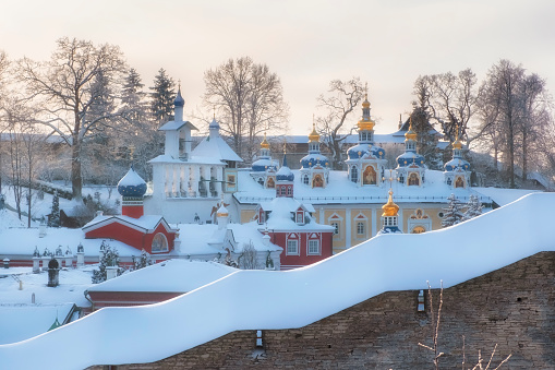Landscape in beautiful romantic style. Russia, Saint-Petersburg. January 30, 2022.