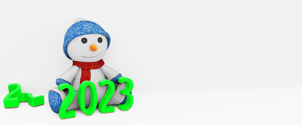 istock NEW YEAR, SNOWMAN WITH green 2023 NUMBER ON ISOLATED WHITE BACKGROUND 1446731414