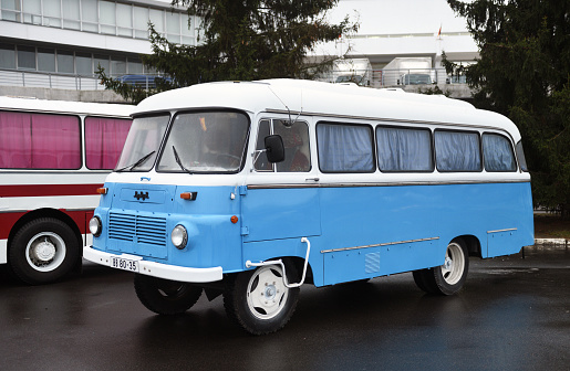 Moscow, Russia – April 06, 2024: ZIL-158V bus (LIAZ) at the retro car exhibition dedicated to the 125th anniversary of the Moscow Tram
