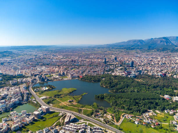 istock Drone view of Tirana Lake 1446738220