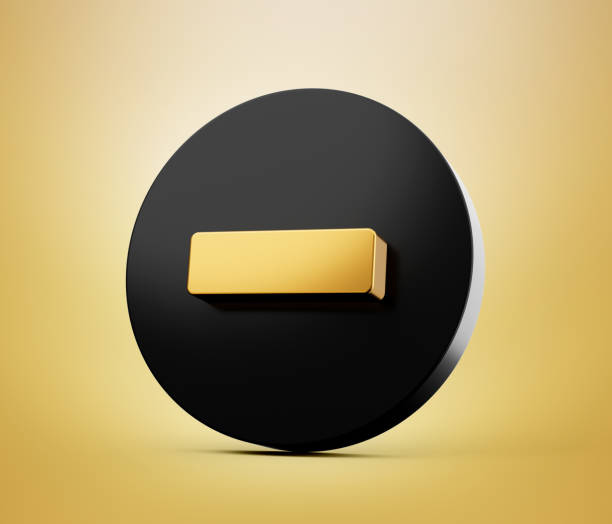 Minus Icon on black circle 3d illustration