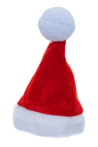 santa claus cap isolated on white background. santa claus red hat. hat with pompom