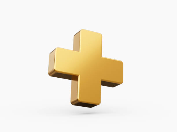 istock 3d Plus icon Gold isolated white background 3d illustration 1446739984