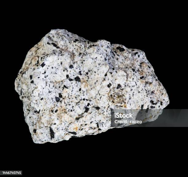 Magnified Close Up Of Granite Rock With Black Mica Stock Photo - Download Image Now - Black Background, Black Color, Close-up