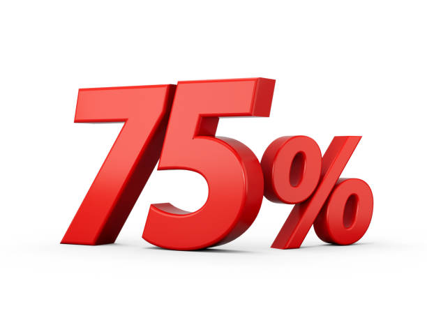 istock 3d Red 75% Seventy Five Percent Sign on White Background 3d illustration 1446740765