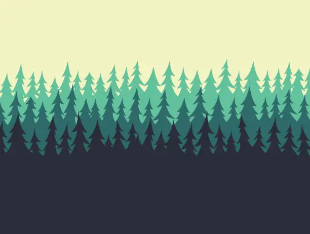 Vector illustration of Forest Pine Tree Edge Border