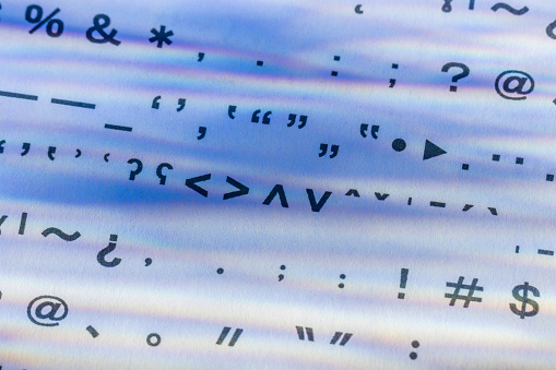 Orthography. Punctuation marks on a computer keyboard