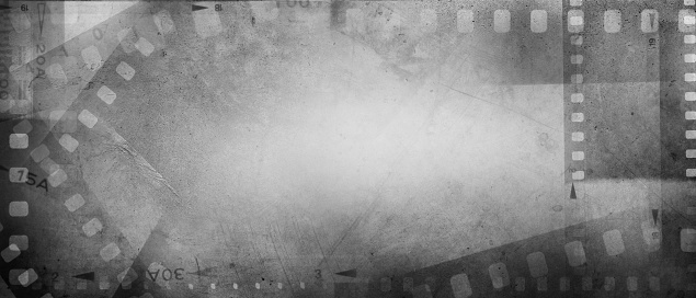 Film negative frames grey background.