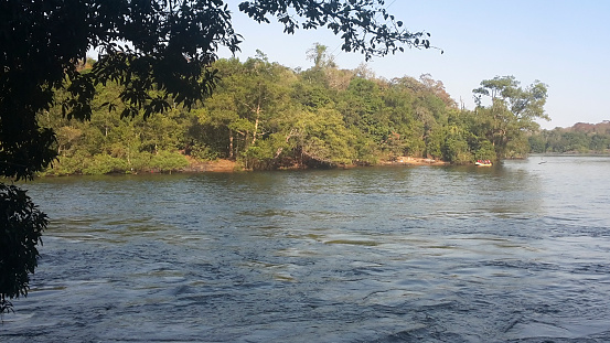 View of Kali river or Kali nadi river at Dandeli, Karnataka, India.