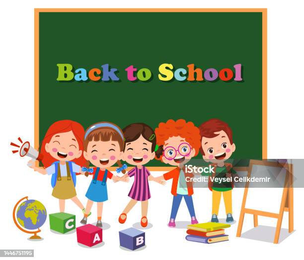 Students Back Back To School School Classroom And Cute Happy Students Stock ...