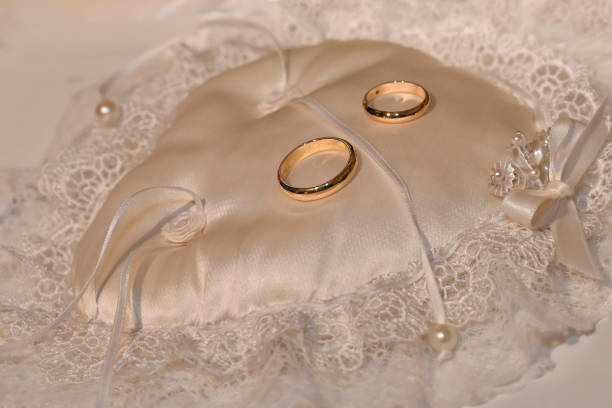 Close-up of bride's hands with a wedding ring