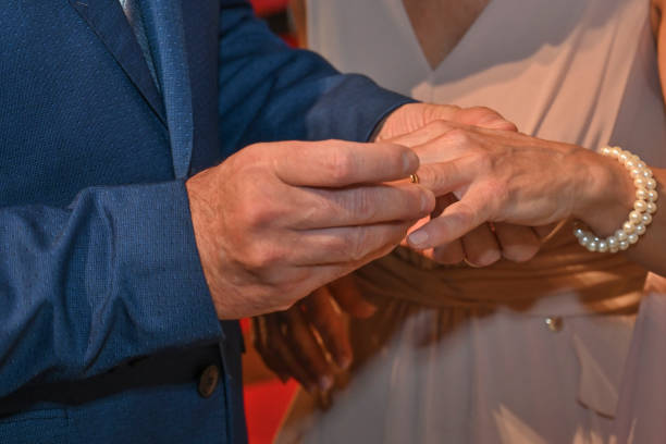 istock Newlyweds, Union with ring 1446755390