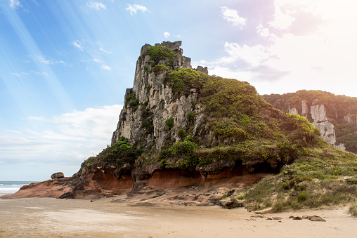 Morro da Guarita on the Torres beach in Rio Grande do Sul, Brazil