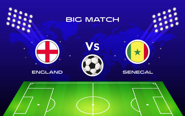 mistrzostwa świata. mecz big 16. anglia vs senegal - england senegal stock illustrations