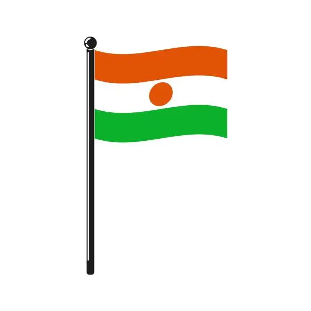 Vector illustration of national flag of Republic of the Niger on the stick