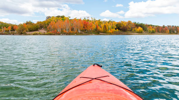 istock Orange Kayak on the lake in the fall 1446762845