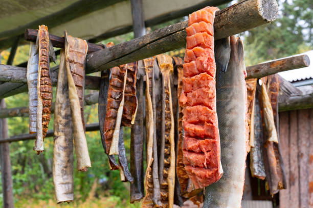 istock Salmon drying in a smoke house in Alaska 1446764581