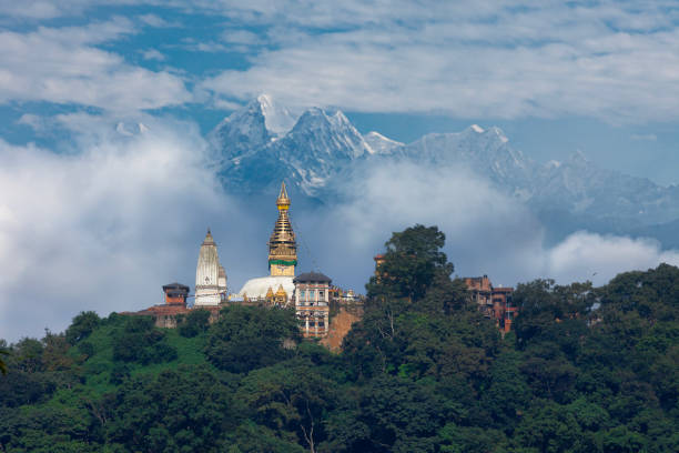 ネパールのカトマンズのモンキーテンプル(スワヤンブナート寺院)。 - kathmandu ストックフォトと画像